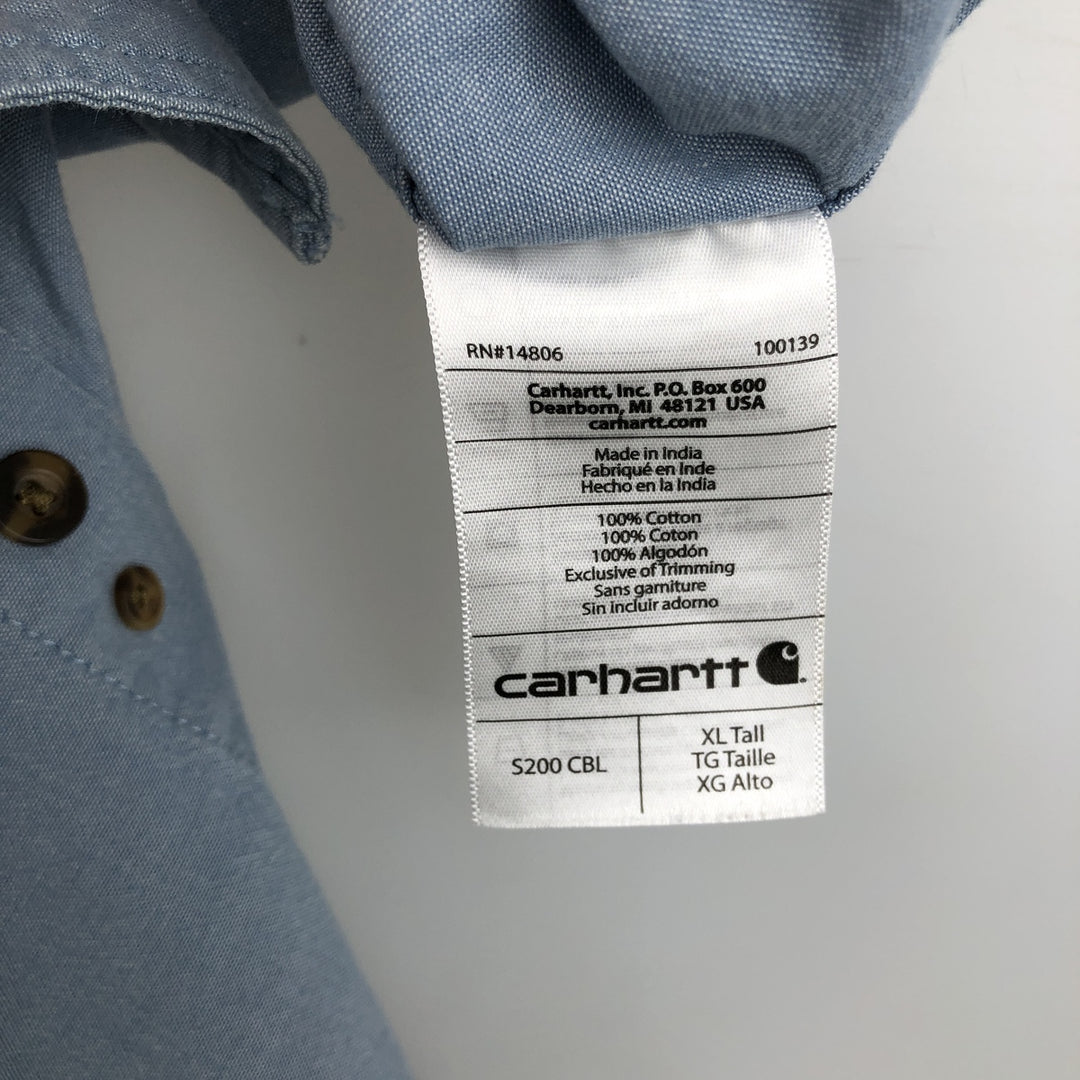 Carhartt Relaxed Fit Short-Sleeve Chambray Shirt, Men's Size XL (approx.) cotton Blue type light blue Vintage Second Hand