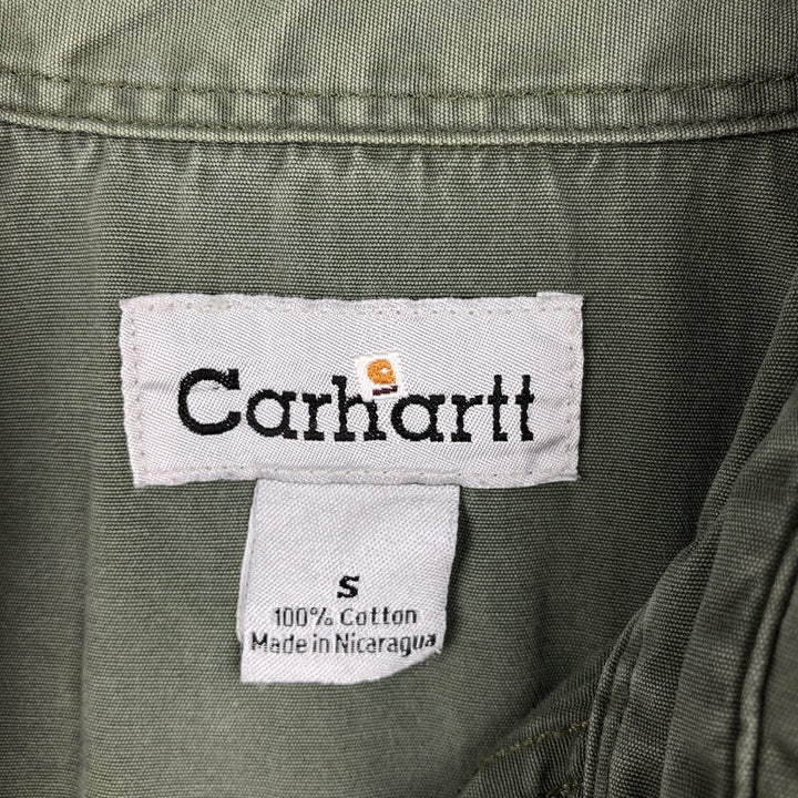 Carhartt Short-Sleeve Work Shirt, Men's Size S (approx.) cotton Khaki type Vintage Second Hand