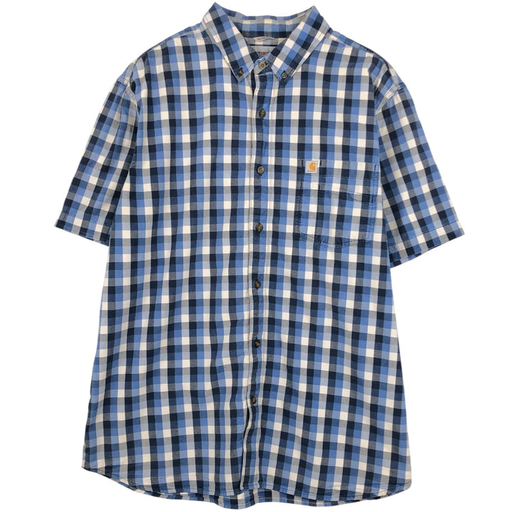 Carhartt RELAXED FIT Check Pattern Short Sleeve Work Shirt Men's XL cotton blue type Vintage Second Hand