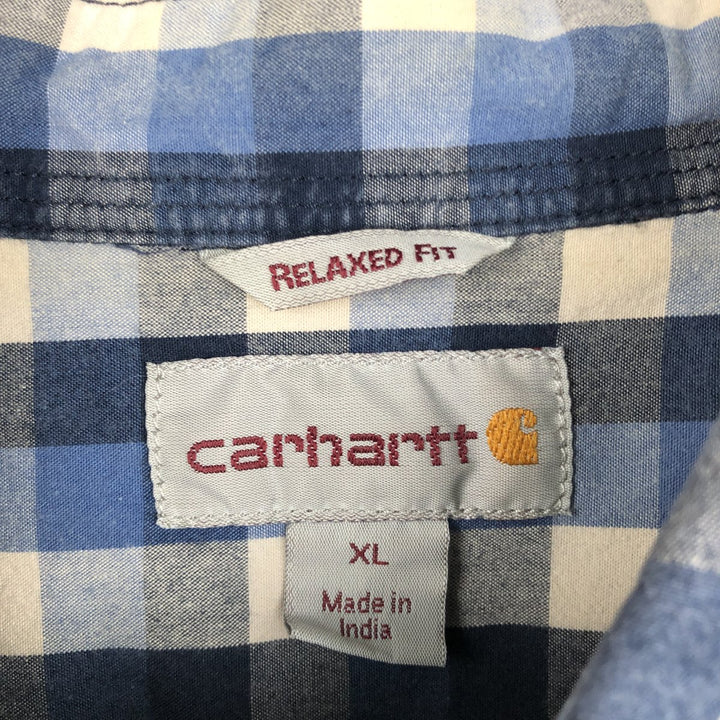 Carhartt RELAXED FIT Check Pattern Short Sleeve Work Shirt Men's XL cotton blue type Vintage Second Hand