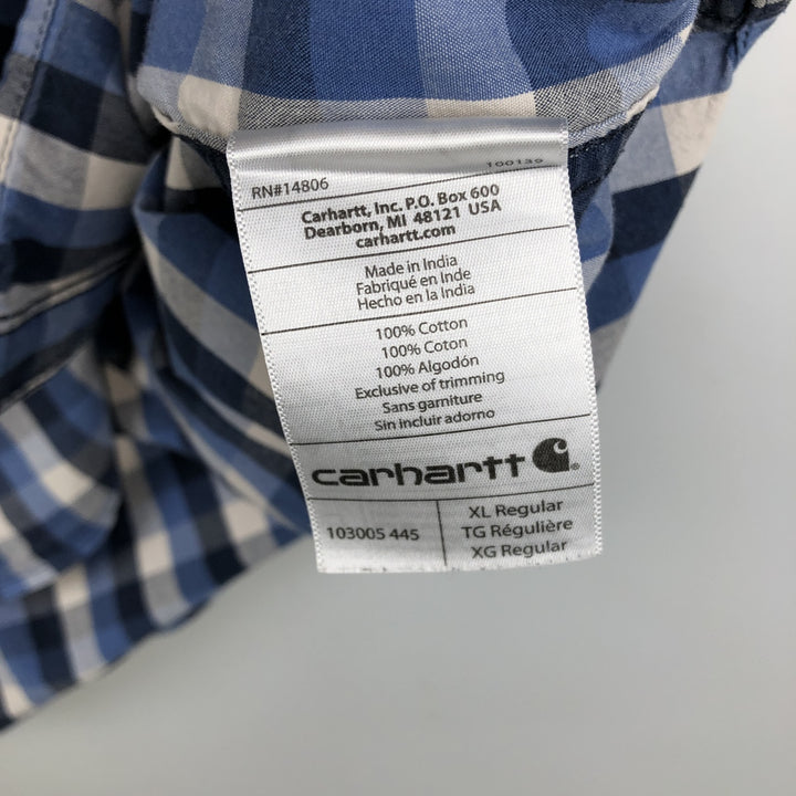 Carhartt RELAXED FIT Check Pattern Short Sleeve Work Shirt Men's XL cotton blue type Vintage Second Hand