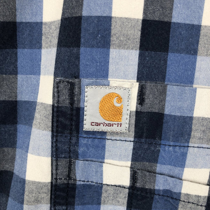 Carhartt RELAXED FIT Check Pattern Short Sleeve Work Shirt Men's XL cotton blue type Vintage Second Hand