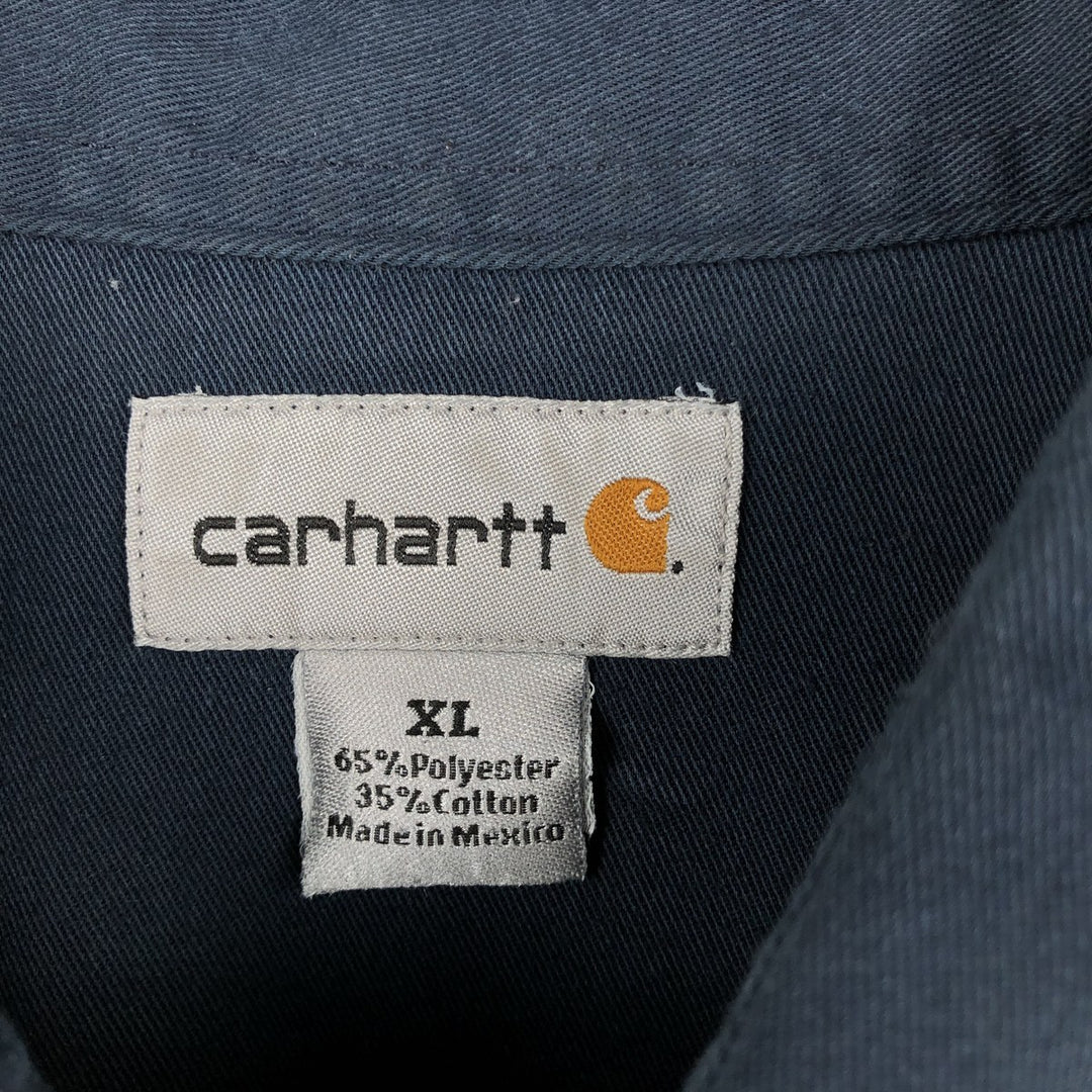 Carhartt Short Sleeve Work Shirt, Boxy Shirt, Men's XL polyester navy blue type Vintage Second Hand