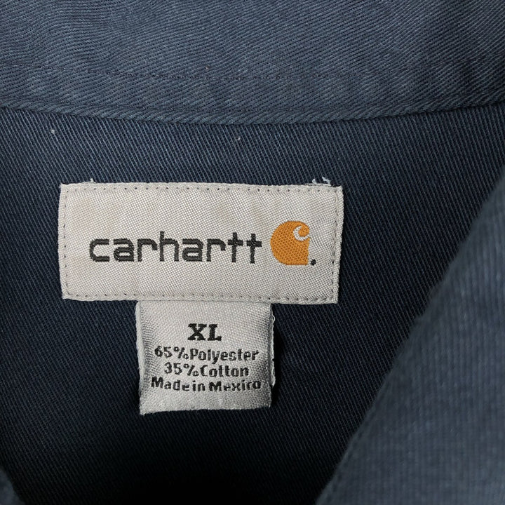 Carhartt Short Sleeve Work Shirt, Boxy Shirt, Men's XL polyester navy blue type Vintage Second Hand
