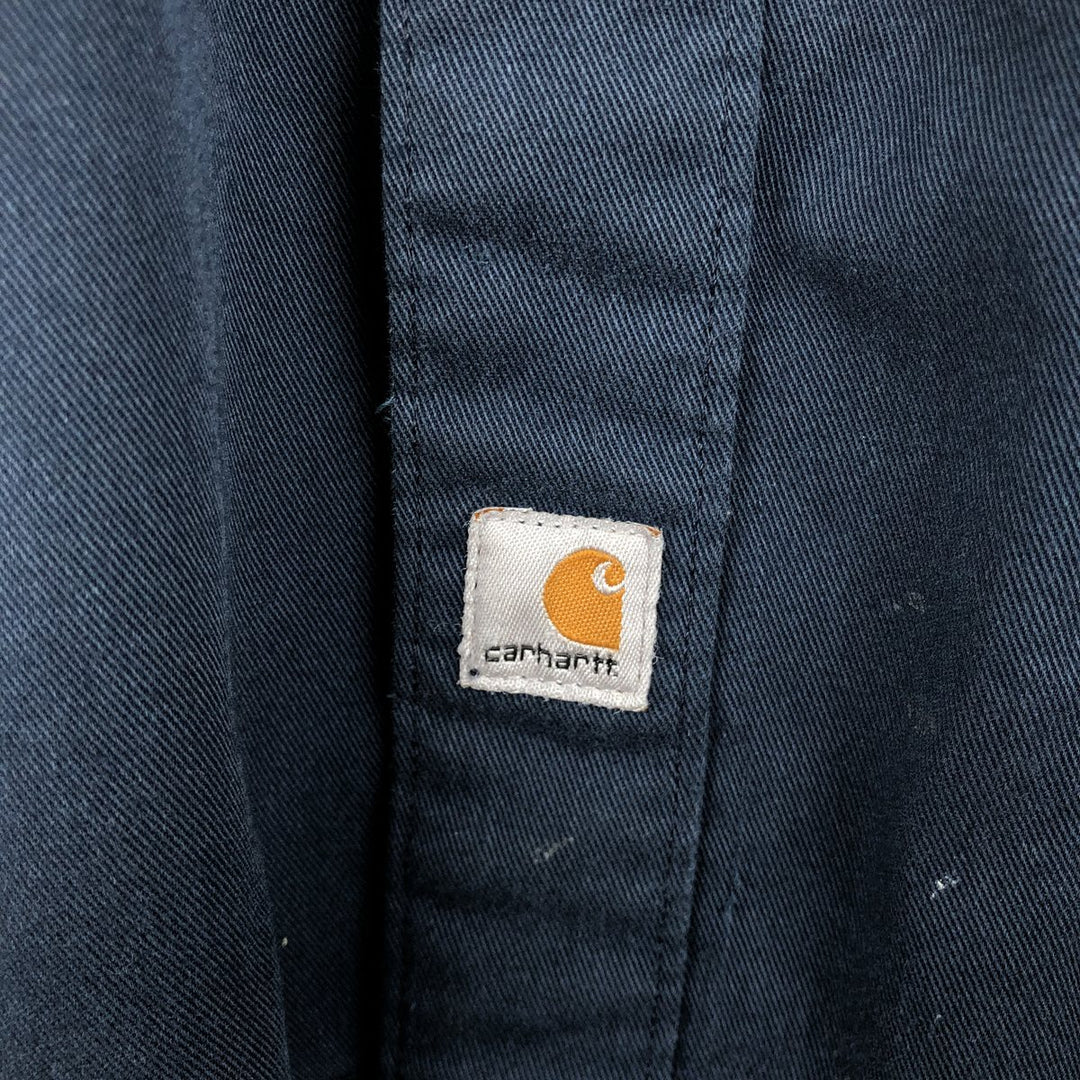 Carhartt Short Sleeve Work Shirt, Boxy Shirt, Men's XL polyester navy blue type Vintage Second Hand