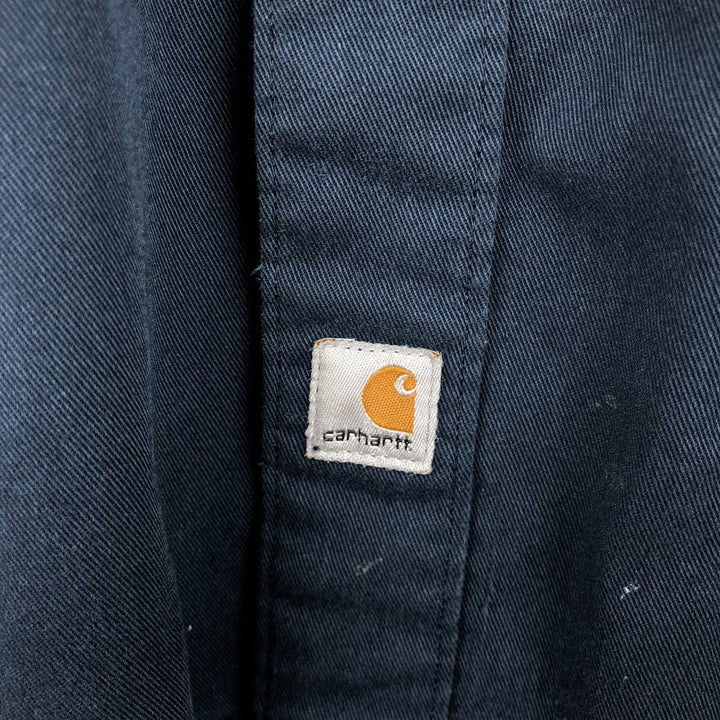 Carhartt Short Sleeve Work Shirt, Boxy Shirt, Men's XL polyester navy blue type Vintage Second Hand