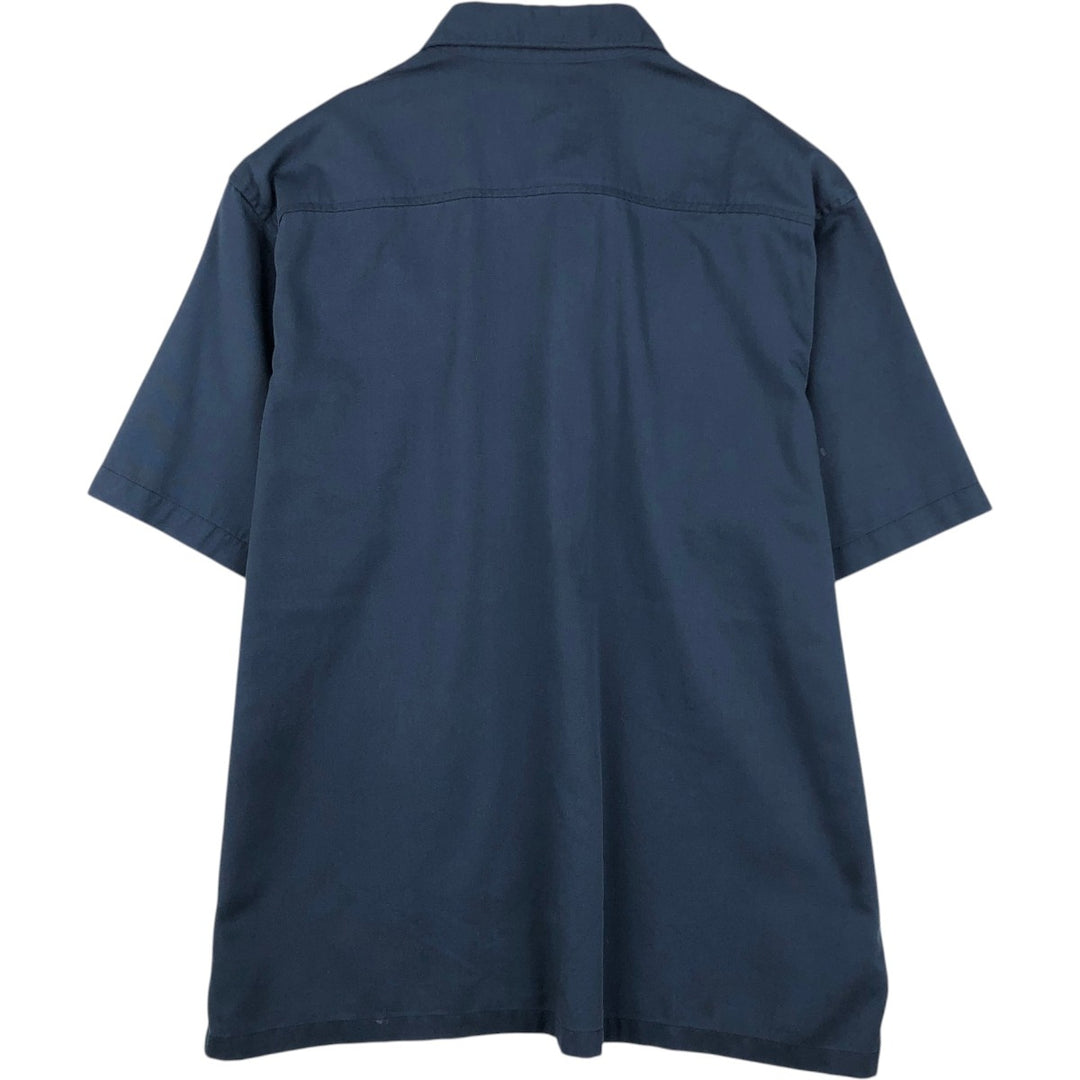 Carhartt Short-Sleeve Work Shirt, Boxy Shirt, Men's Size XXL (approx.) polyester navy blue type Vintage Second Hand