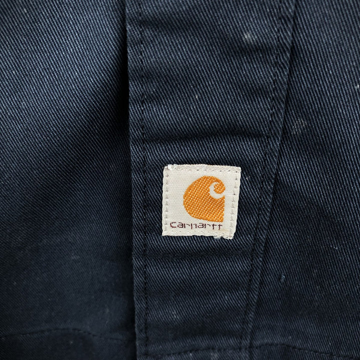 Carhartt Short-Sleeve Work Shirt, Boxy Shirt, Men's Size XXL (approx.) polyester navy blue type Vintage Second Hand