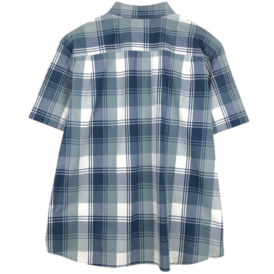 Carhartt RELAXED FIT Check Pattern Button-down Short Sleeve Work Shirt, Men's XXL cotton blue type Vintage Second Hand