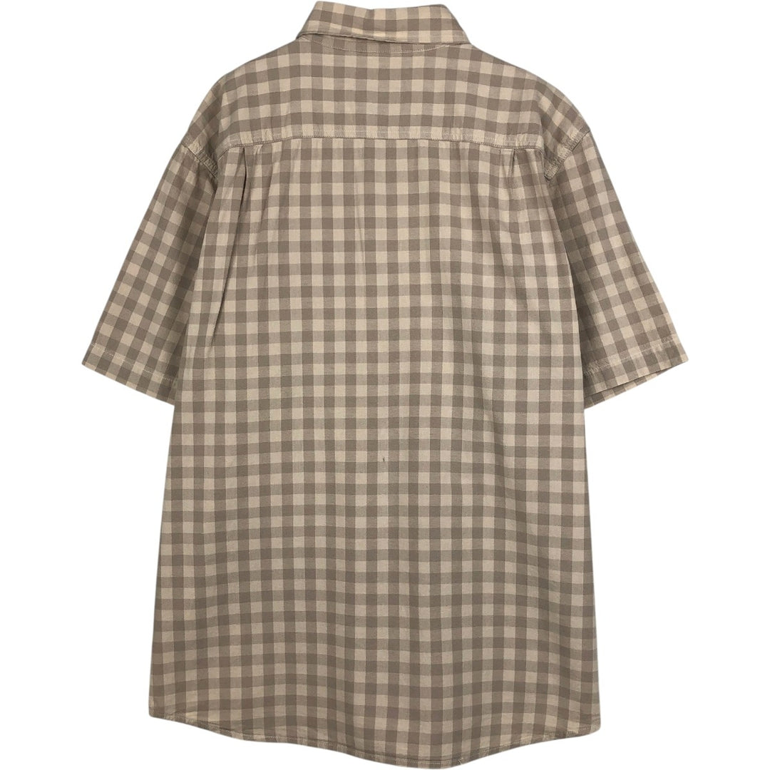 Carhartt Loose Fit Check Pattern Button-down Short Sleeve Work Shirt, Men's Size L cotton Beige type Vintage Second Hand