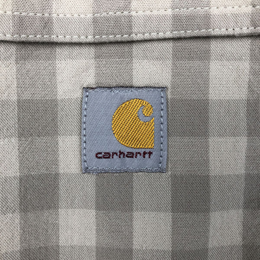Carhartt Loose Fit Check Pattern Button-down Short Sleeve Work Shirt, Men's Size L cotton Beige type Vintage Second Hand