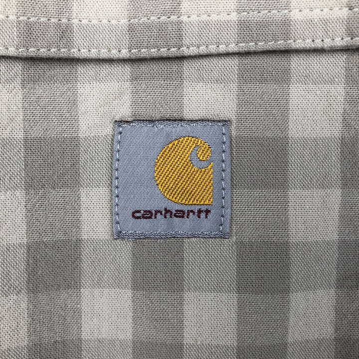 Carhartt Loose Fit Check Pattern Button-down Short Sleeve Work Shirt, Men's Size L cotton Beige type Vintage Second Hand