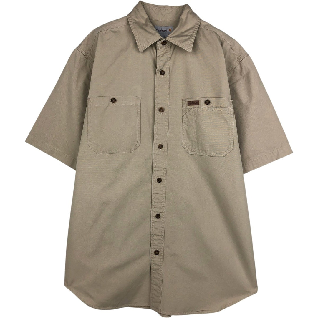 Carhartt short sleeve work shirt, men's size M cotton Beige type Vintage Second Hand