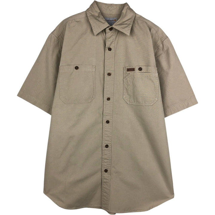 Carhartt short sleeve work shirt, men's size M cotton Beige type Vintage Second Hand