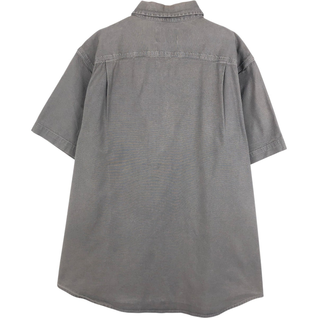 Carhartt Relaxed Fit Button-Down Duck Canvas Short-Sleeve Work Shirt, Men's Size XL (approx.) cotton gray type Vintage Second Hand