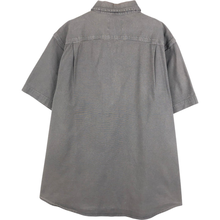 Carhartt Relaxed Fit Button-Down Duck Canvas Short-Sleeve Work Shirt, Men's Size XL (approx.) cotton gray type Vintage Second Hand
