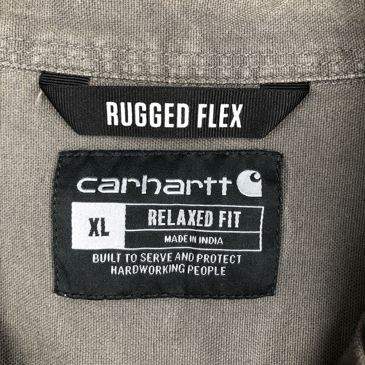 Carhartt Relaxed Fit Button-Down Duck Canvas Short-Sleeve Work Shirt, Men's Size XL (approx.) cotton gray type Vintage Second Hand