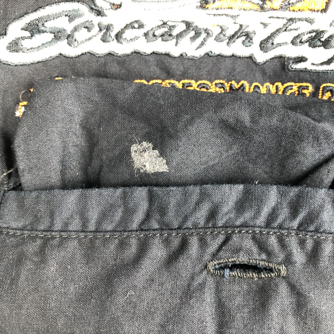 Harley-Davidson Fire Pattern Short-Sleeve Work Shirt, Boxy Shirt, Men's Size L (approx.) cotton black type Vintage Second Hand