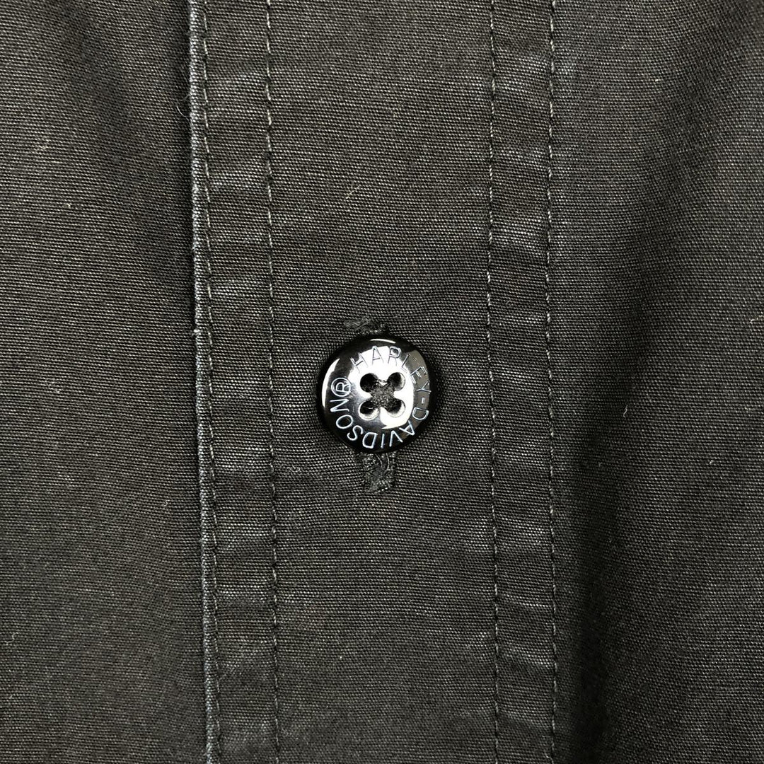 Harley-Davidson Skull Wing Skull Pattern Short-Sleeve Work Shirt Box Shirt Men's Size S (approx.) cotton black type Vintage Second Hand