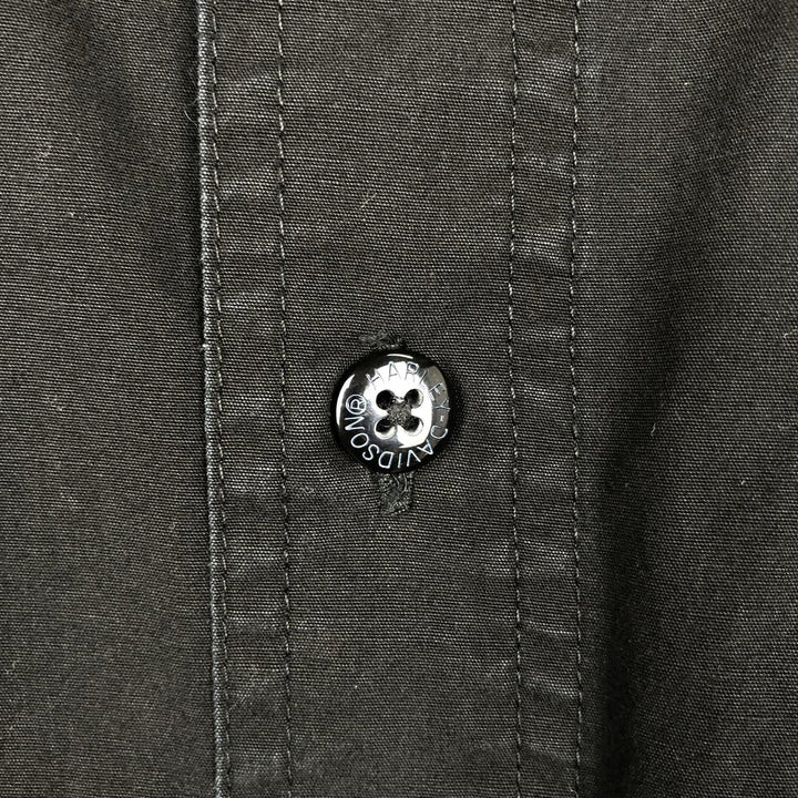 Harley-Davidson Skull Wing Skull Pattern Short-Sleeve Work Shirt Box Shirt Men's Size S (approx.) cotton black type Vintage Second Hand
