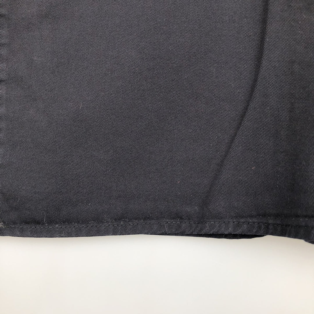 Harley-Davidson Skull Pattern Fire Pattern Hidden Button-Down Short-Sleeve Work Shirt, Boxy Shirt, Men's Size XL (approx.) cotton black type Vintage Second Hand