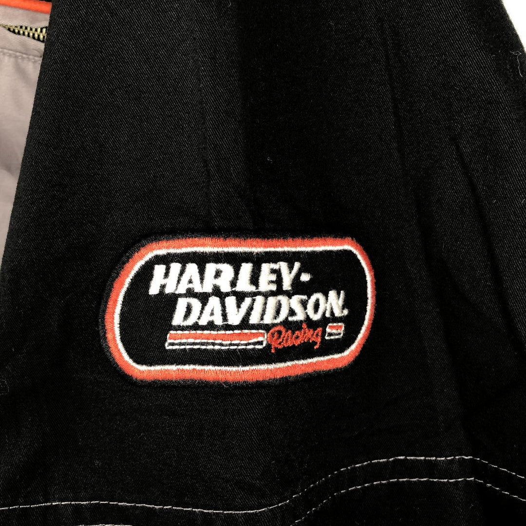 Harley-Davidson HD RACING Eagle Pattern Stars and Stripes Open Collar Short Sleeve Work Shirt Box Shirt Men's XL Equivalent cotton gray type Vintage Second Hand