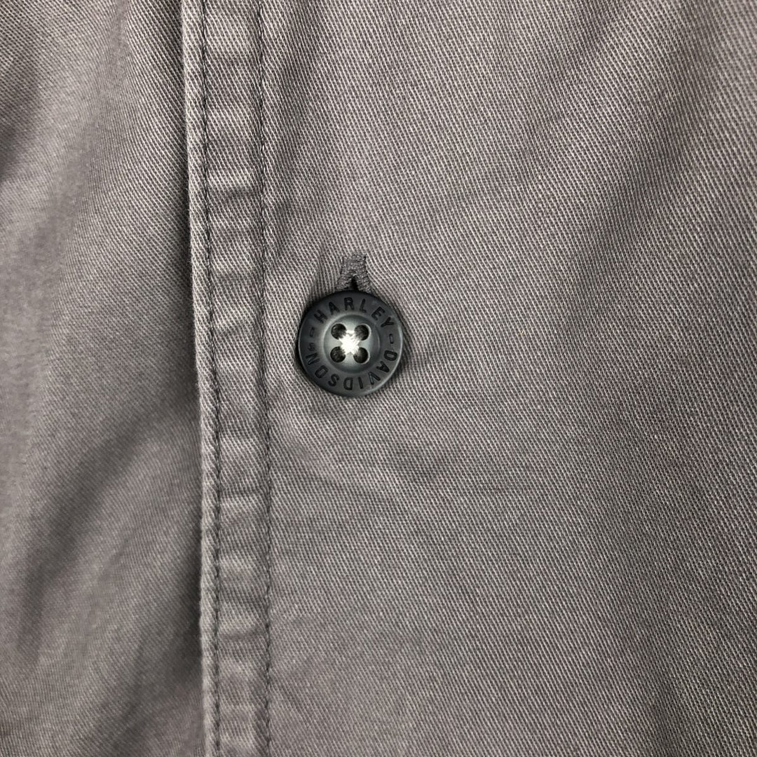 Harley-Davidson HD RACING Eagle Pattern Stars and Stripes Open Collar Short Sleeve Work Shirt Box Shirt Men's XL Equivalent cotton gray type Vintage Second Hand