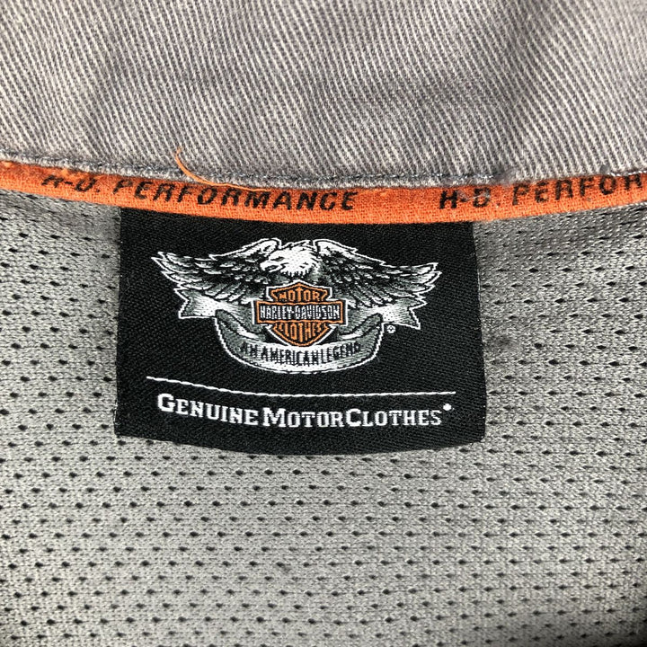 Harley-Davidson Open Collar Short Sleeve Work Shirt Box Shirt Men's L Size unclear gray type Vintage Second Hand