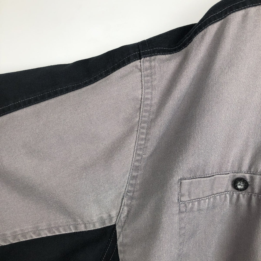 Harley-Davidson Open Collar Short Sleeve Work Shirt Box Shirt Men's L Size unclear gray type Vintage Second Hand