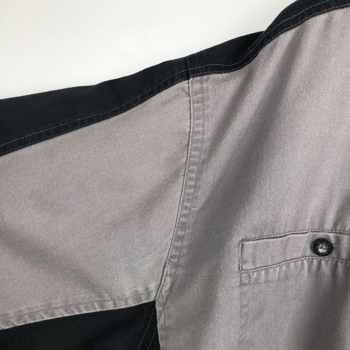 Harley-Davidson Open Collar Short Sleeve Work Shirt Box Shirt Men's L Size unclear gray type Vintage Second Hand