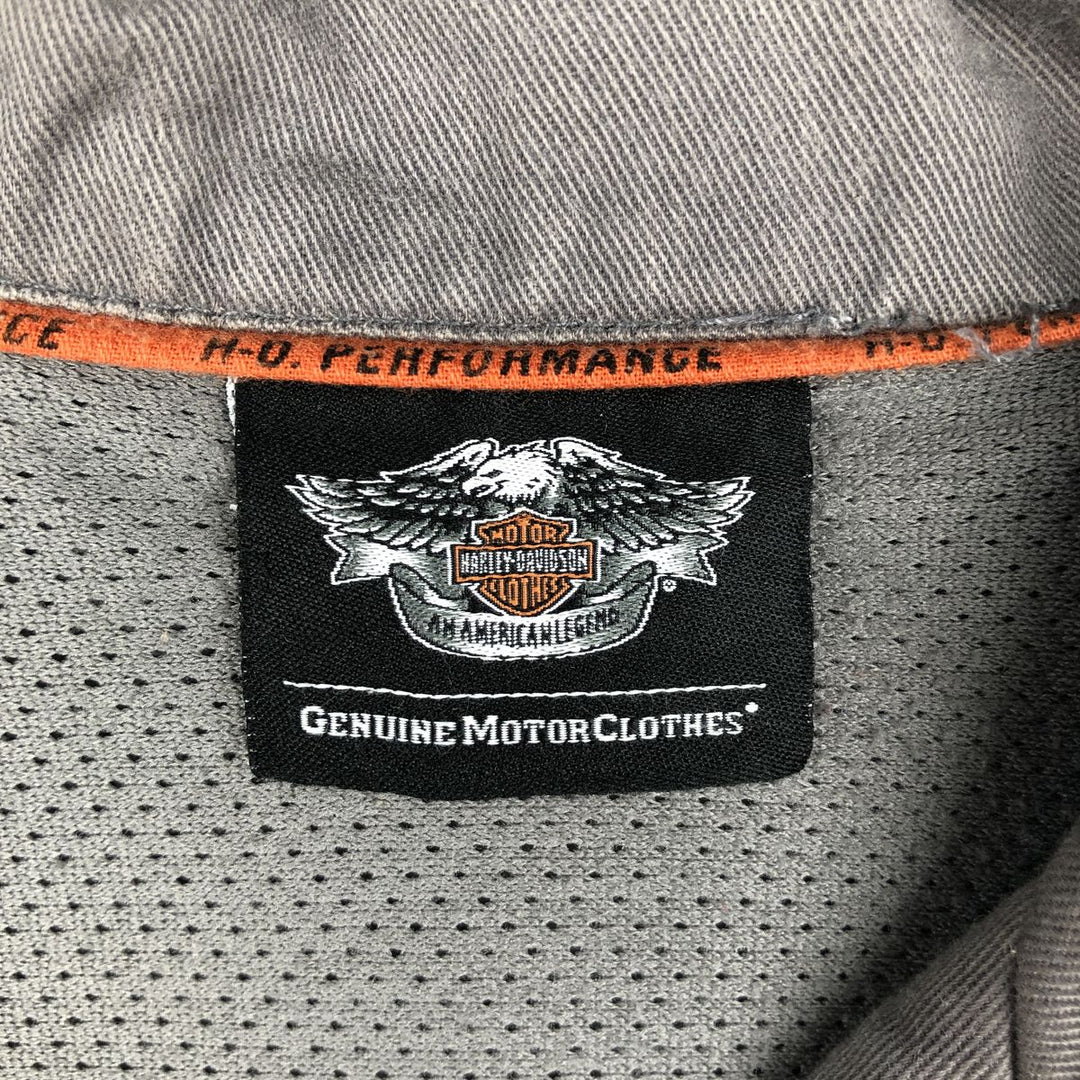 Harley-Davidson Open Collar Short Sleeve Work Shirt Box Shirt Men's XL unclear gray type Vintage Second Hand