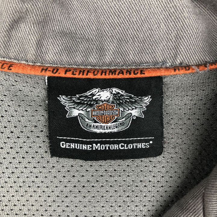 Harley-Davidson Open Collar Short Sleeve Work Shirt Box Shirt Men's XL unclear gray type Vintage Second Hand