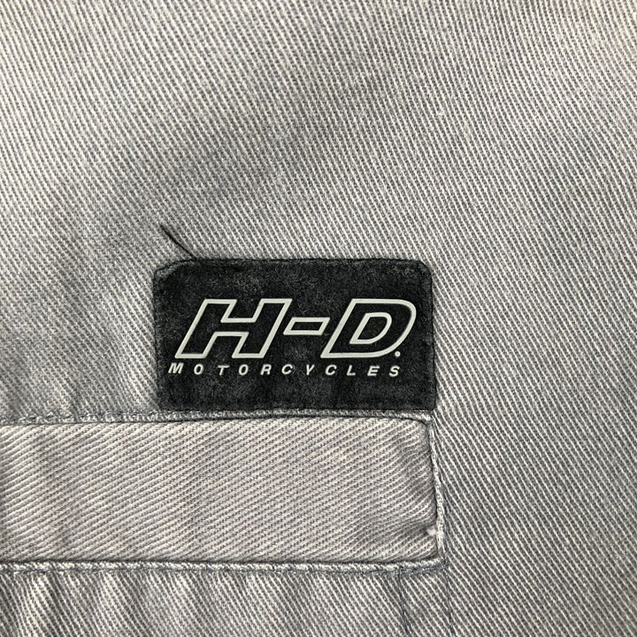 Harley-Davidson Open Collar Short Sleeve Work Shirt Box Shirt Men's XL unclear gray type Vintage Second Hand