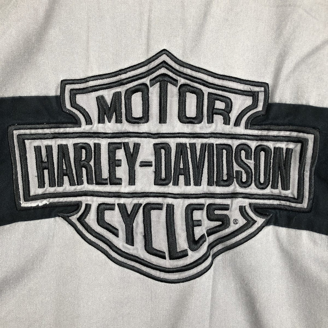 Harley-Davidson Open Collar Short Sleeve Work Shirt Box Shirt Men's XL unclear gray type Vintage Second Hand