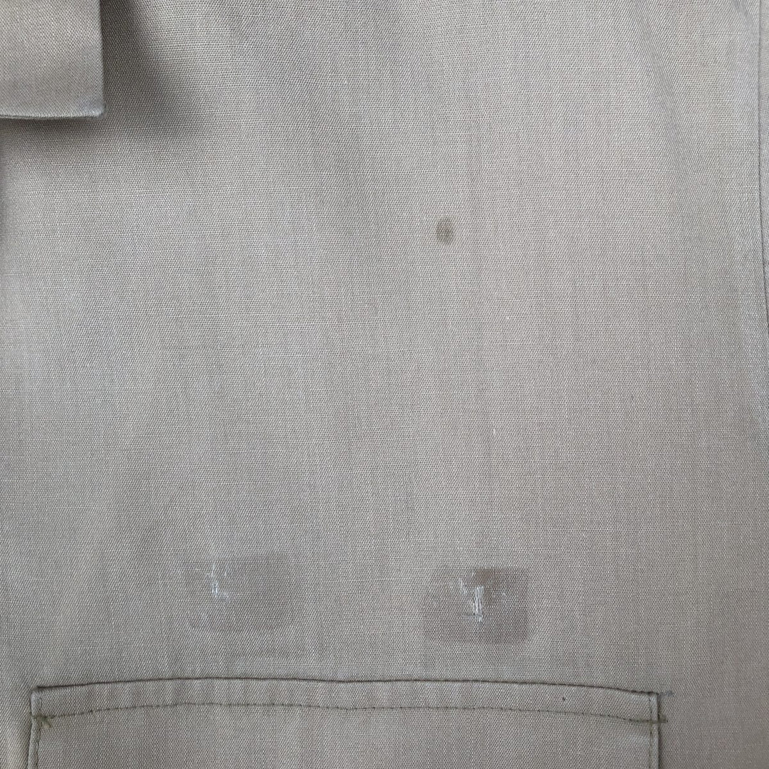 Creighton Open Collar Short Sleeve Work Shirt, Made in USA, Men's Size M (Equivalent), Vintage polyester Beige type Vintage Second Hand