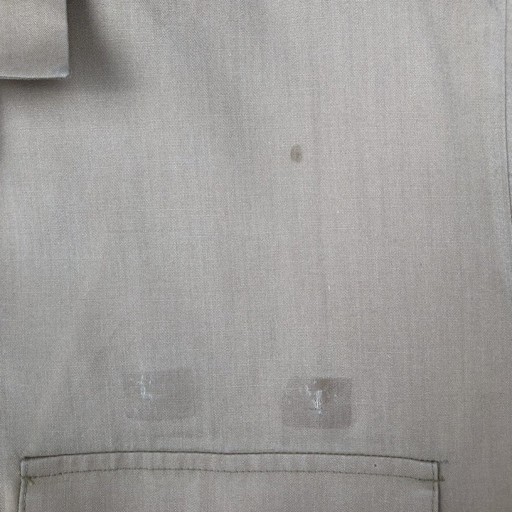 Creighton Open Collar Short Sleeve Work Shirt, Made in USA, Men's Size M (Equivalent), Vintage polyester Beige type Vintage Second Hand