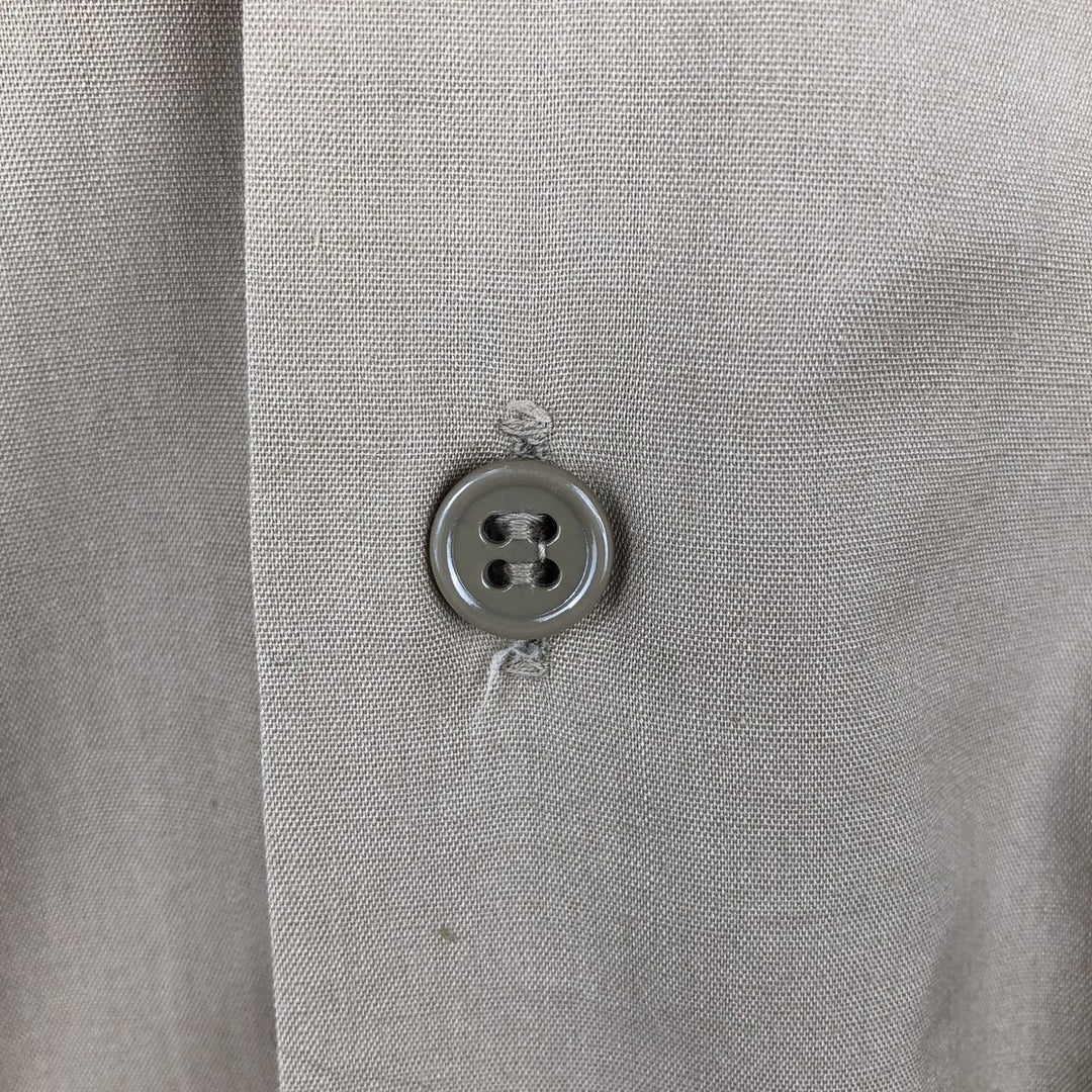 1960'S Creighton Open Collar Short-Sleeve Work Shirt, Made in USA, Men's Size L (Equivalent), Vintage polyester Beige type Vintage Second Hand