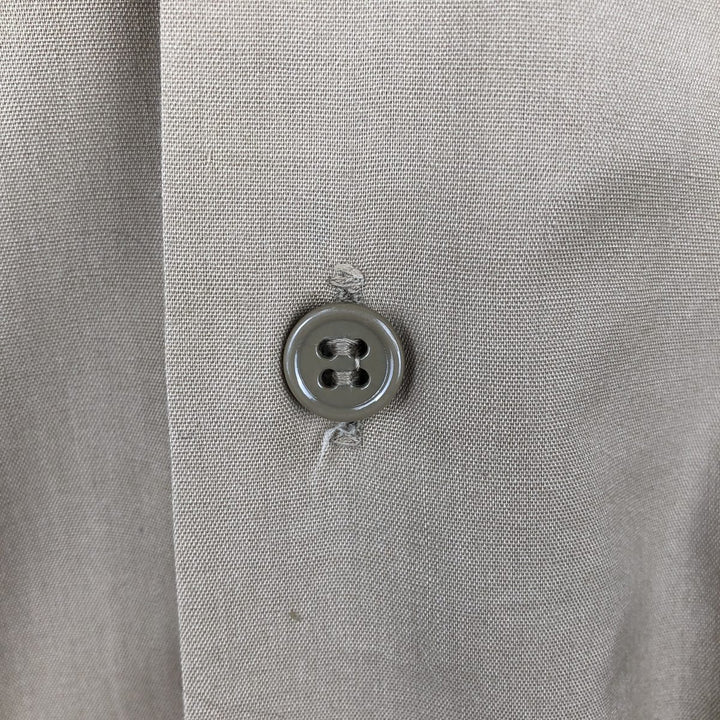 1960'S Creighton Open Collar Short-Sleeve Work Shirt, Made in USA, Men's Size L (Equivalent), Vintage polyester Beige type Vintage Second Hand