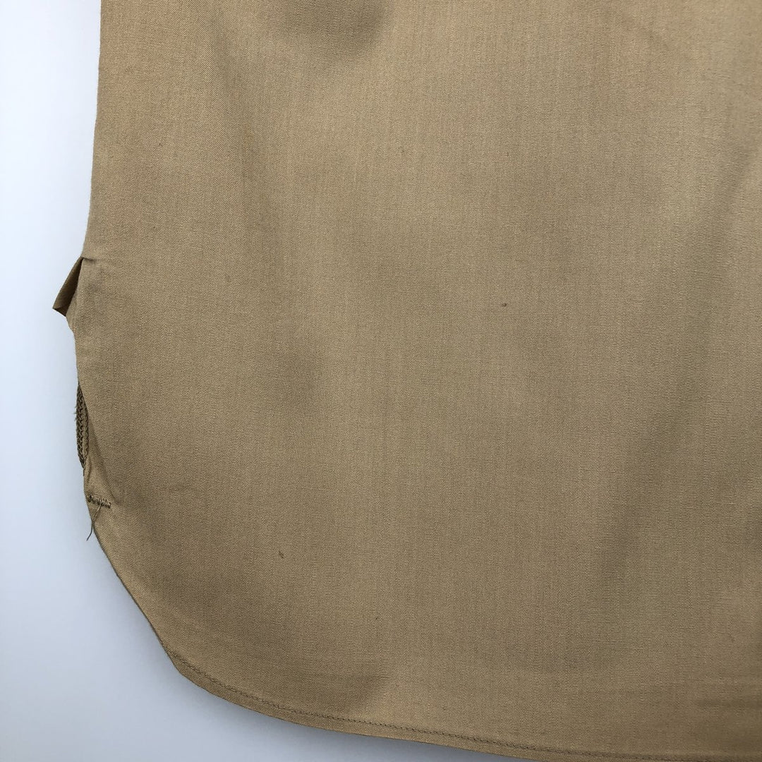 1960'S Creighton Open Collar Short-Sleeve Work Shirt, Made in USA, Men's Size L (Equivalent), Vintage polyester Beige type Vintage Second Hand