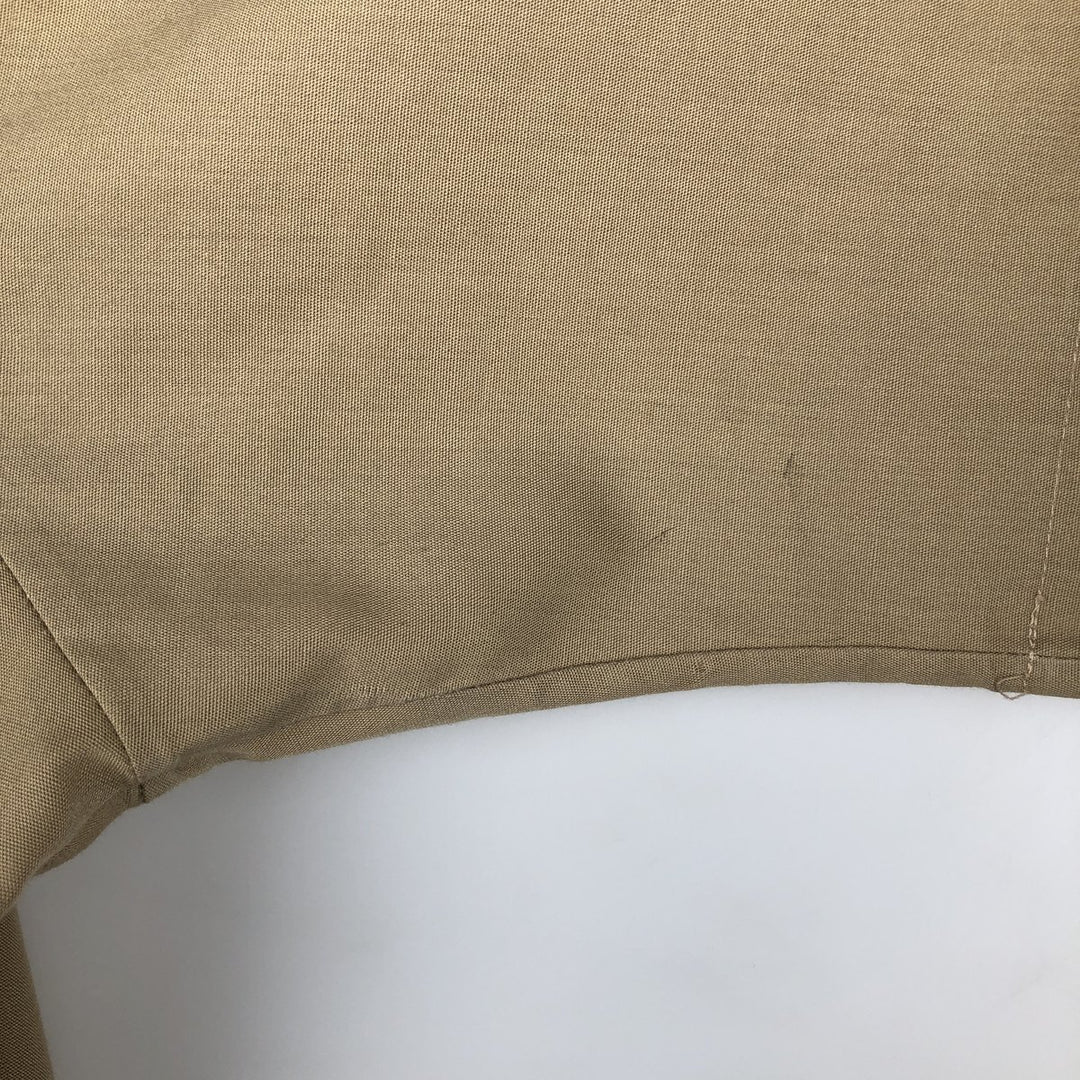1960'S Creighton Open Collar Short-Sleeve Work Shirt, Made in USA, Men's XL (approx.), Vintage polyester Beige type Vintage Second Hand