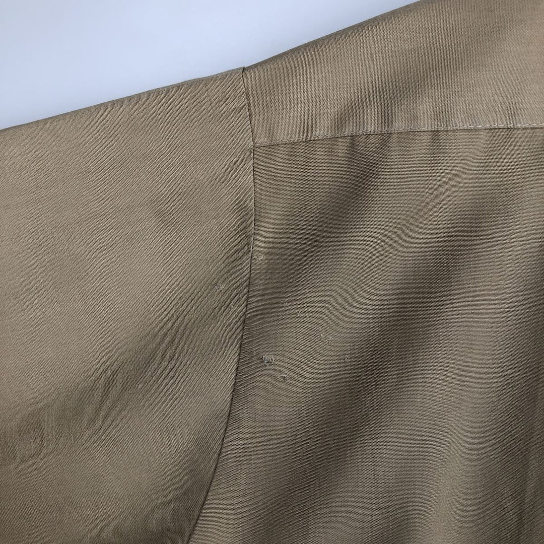 1960'S Creighton Open Collar Short-Sleeve Work Shirt, Made in USA, Men's XL (approx.), Vintage polyester Beige type Vintage Second Hand