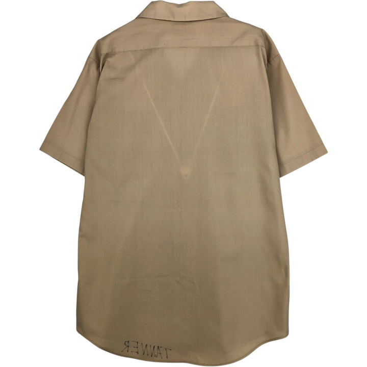 1960'S Creighton Open Collar Short-Sleeve Work Shirt, Made in USA, Men's Size M (Equivalent), Vintage polyester Beige type Vintage Second Hand