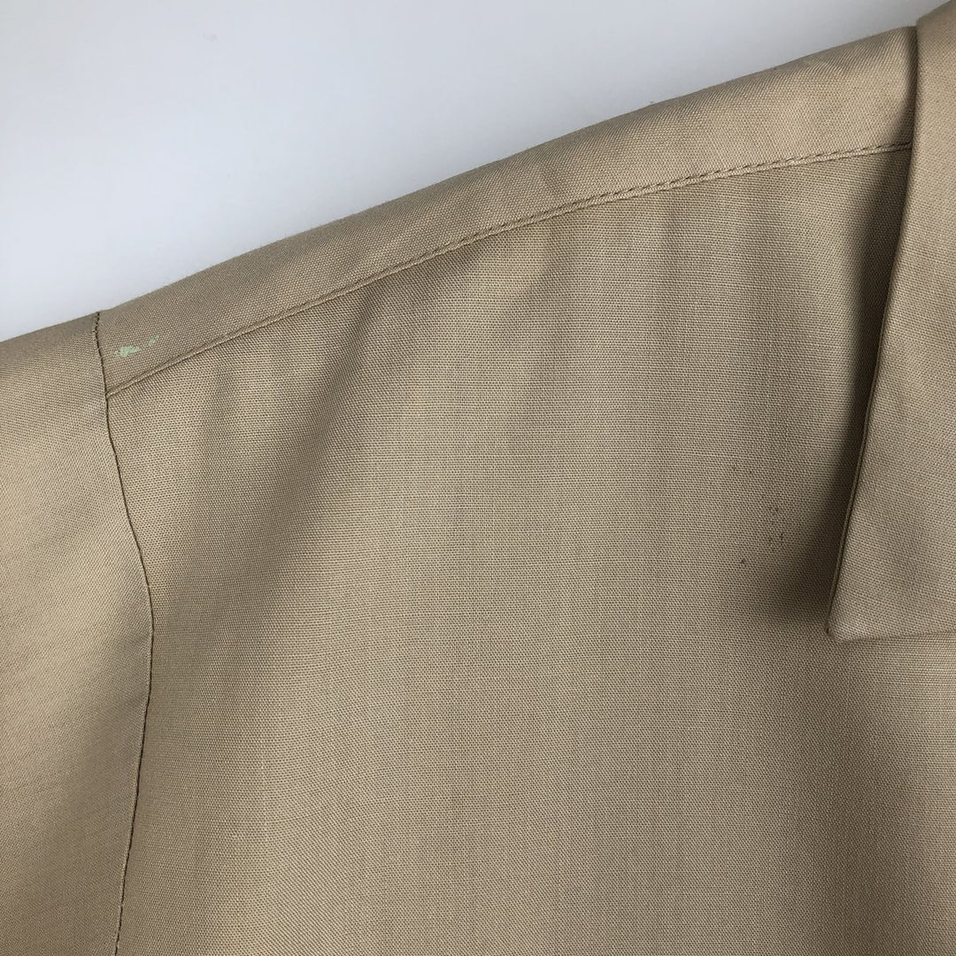 1960'S Creighton Open Collar Short-Sleeve Work Shirt, Made in USA, Men's Size M (Equivalent), Vintage polyester Beige type Vintage Second Hand