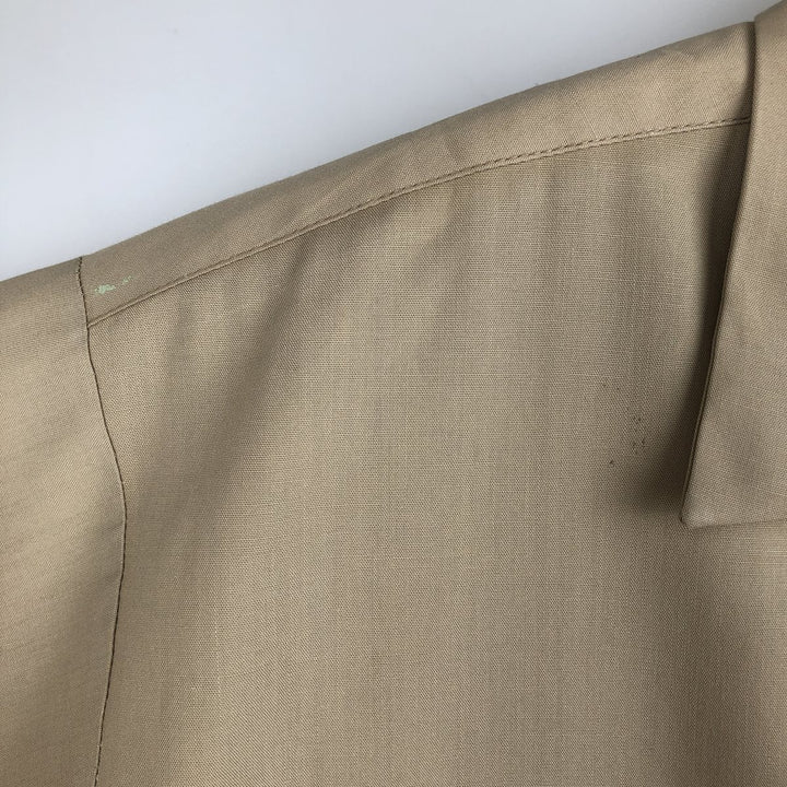 1960'S Creighton Open Collar Short-Sleeve Work Shirt, Made in USA, Men's Size M (Equivalent), Vintage polyester Beige type Vintage Second Hand