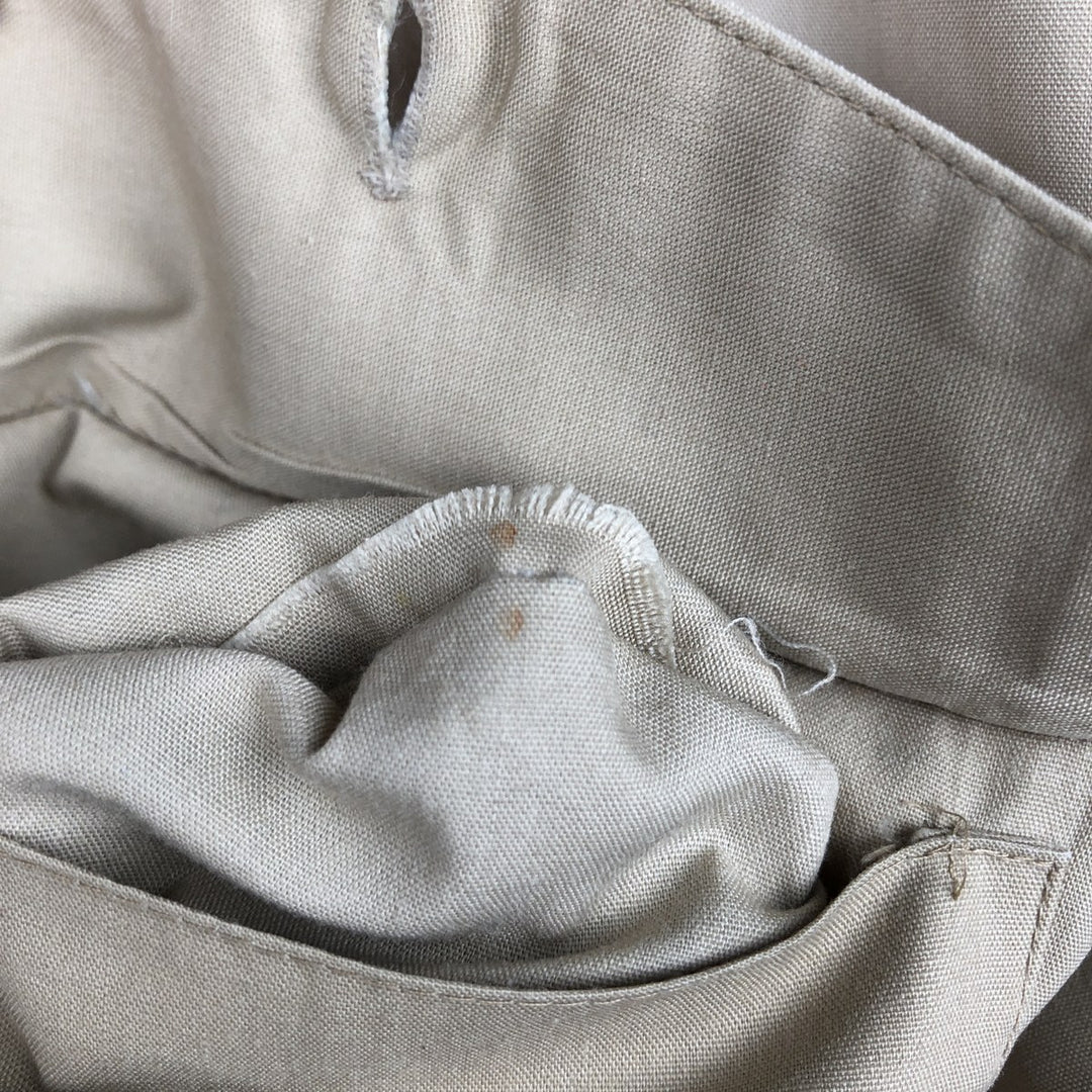 1960'S Creighton Open Collar Short-Sleeve Work Shirt, Made in USA, Men's Size M (Equivalent), Vintage polyester Beige type Vintage Second Hand