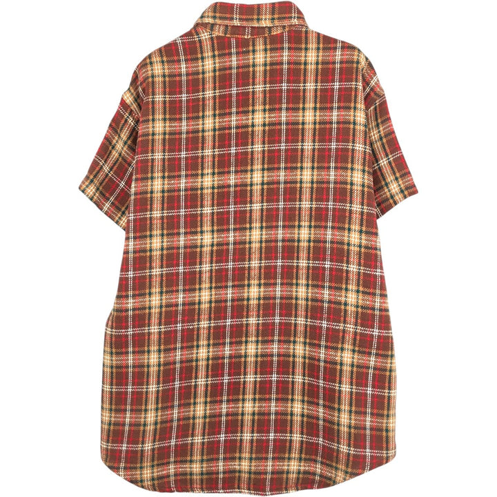 80'S JC Penney BIG MAC Check Pattern Short-Sleeve Work Shirt, Made in USA, Men's Size L (Equivalent), Vintage cotton brown type Vintage Second Hand