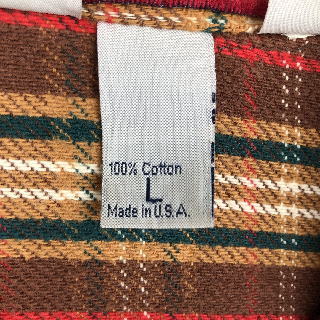 80'S JC Penney BIG MAC Check Pattern Short-Sleeve Work Shirt, Made in USA, Men's Size L (Equivalent), Vintage cotton brown type Vintage Second Hand