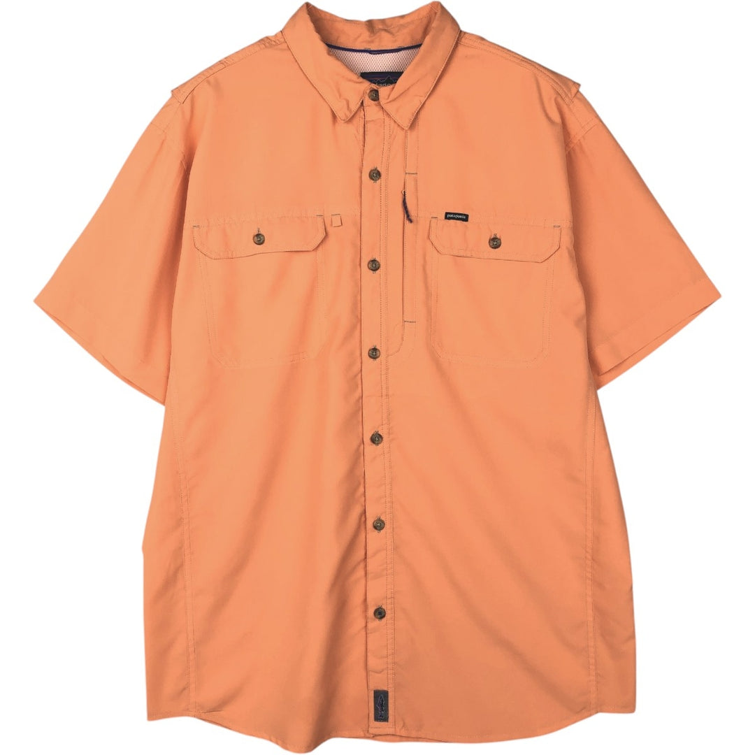 Patagonia Sol Patrol II Shirt 54234SP15 Ripstop Concealed Button-Down Short-Sleeve Fishing Shirt Men's Size L (approx.) polyester coral Vintage Second Hand
