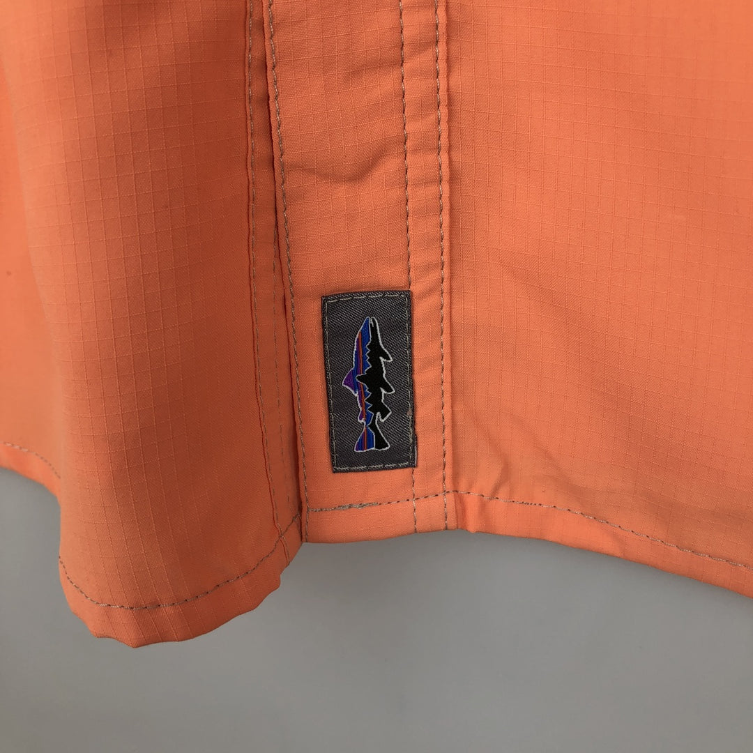 Patagonia Sol Patrol II Shirt 54234SP15 Ripstop Concealed Button-Down Short-Sleeve Fishing Shirt Men's Size L (approx.) polyester coral Vintage Second Hand