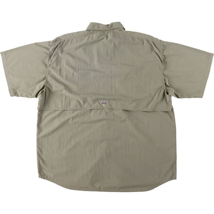90s-00'S Columbia PFG Hidden Button Down Short Sleeve Fishing Shirt Men's XL Nylon Khaki type Vintage Second Hand